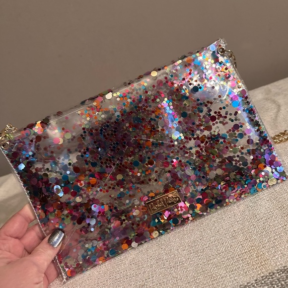 Confetti Clear Vinyl Crossbody Envelope Clutch Packed Party - Picture 4 of 7